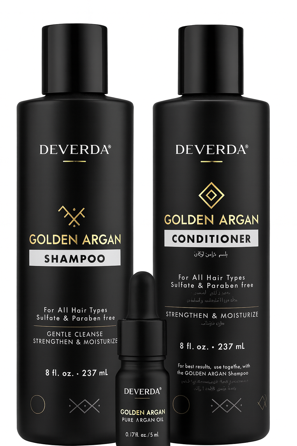 DEVERDA Golden Argan Shampoo & Conditioner Set 237ml + Pure Argan Oil 5ml