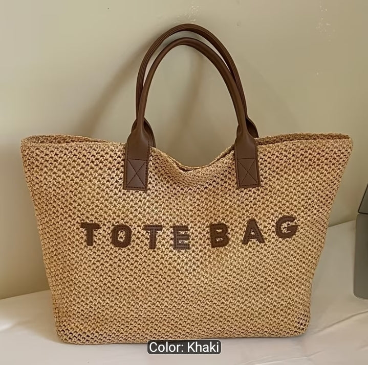 Woven Straw Tote Bag
