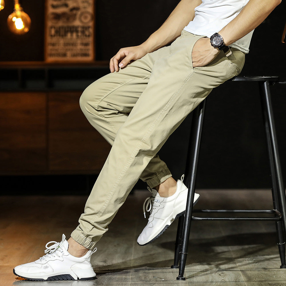 Men's Simplicity Color Versatile Loose Ankle-tied Casual Pants