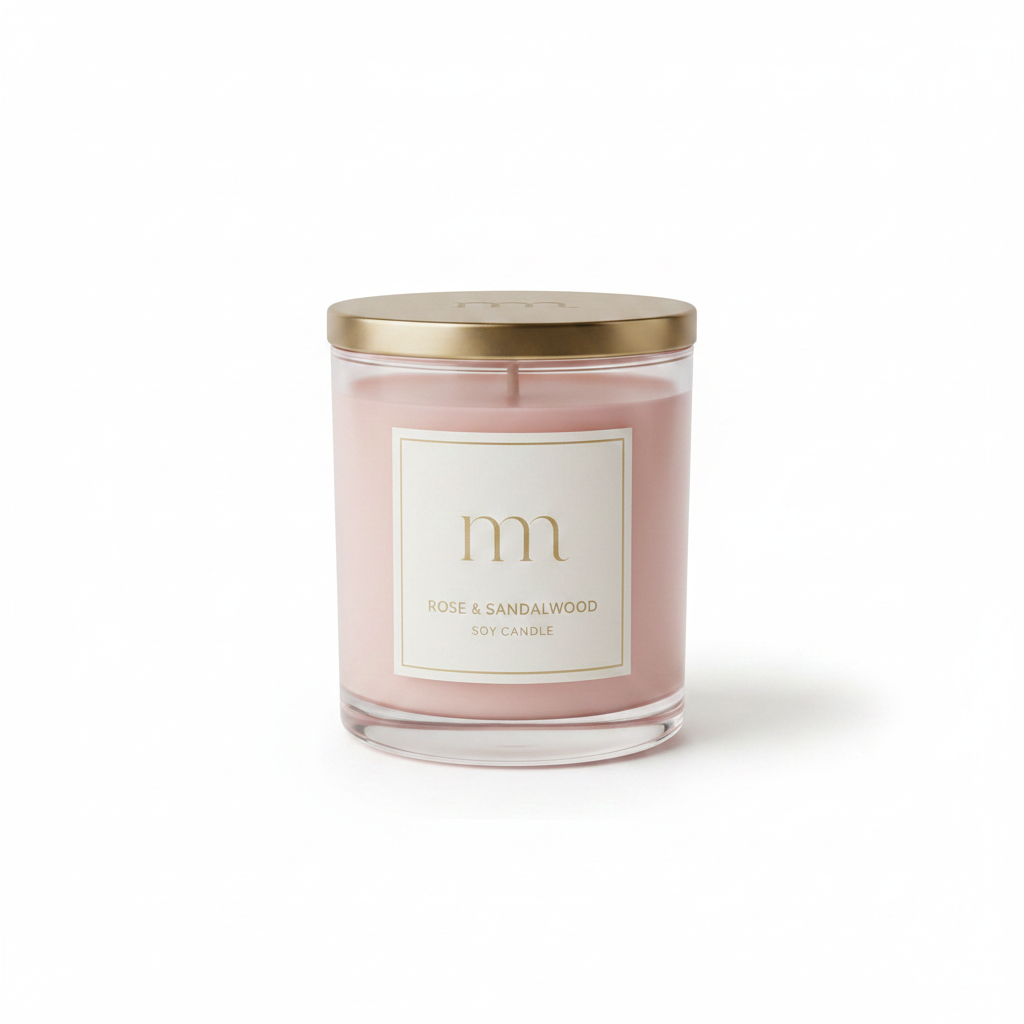 Rose & Sandalwood Candle - Front View