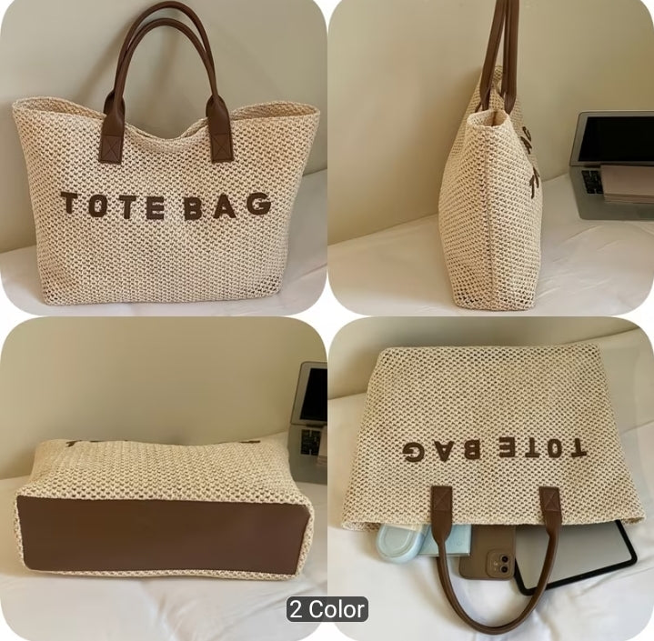 Woven Straw Tote Bag