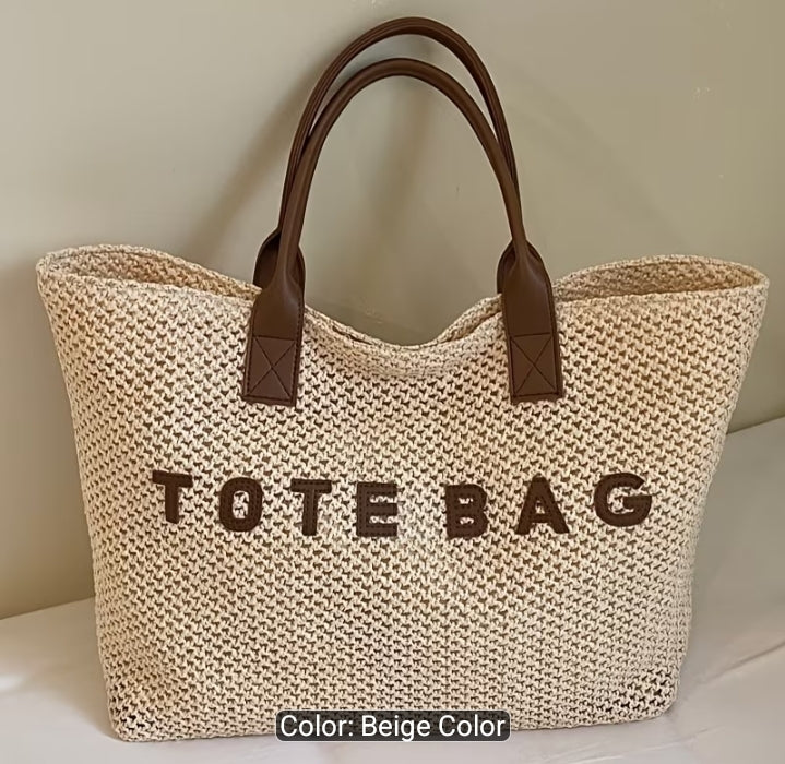 Woven Straw Tote Bag