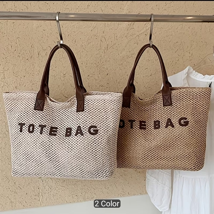 Woven Straw Tote Bag