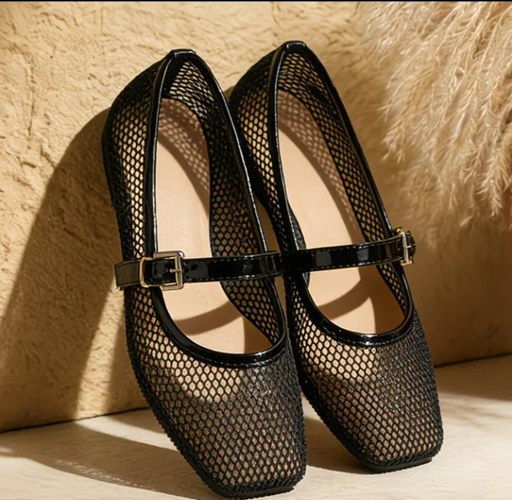 Mesh Mary Jane Flats